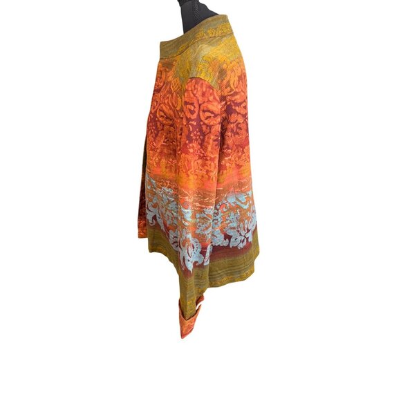 New Coldwater Creek Southwestern Artsy Multicolor Jacket L Linen Cardigan Office - Picture 4 of 9